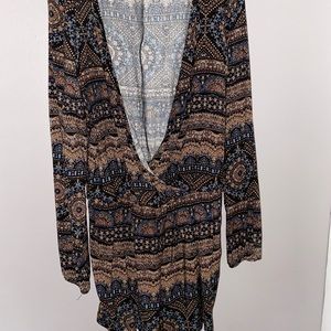 Forever 21 tribal print plunge romper